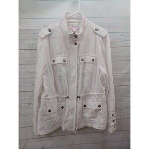 JW Zip Up Motorcycle Jacket White Size XL Cotton